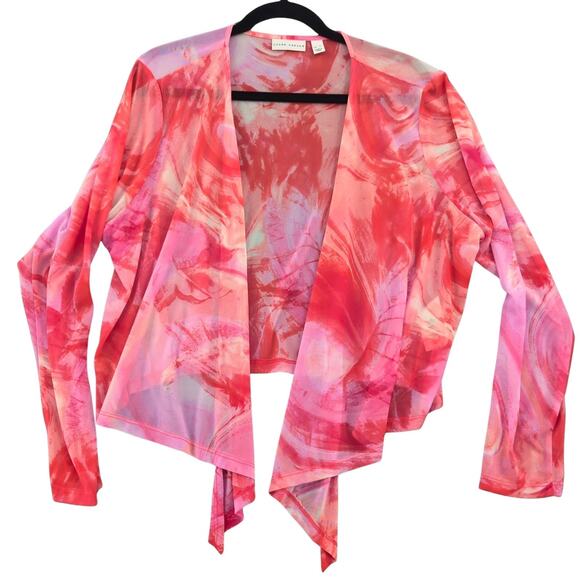 Susan Graver Cardigan Womens XL Pink Sheer Summer Vacation Beach Travel Layer - Picture 1 of 6